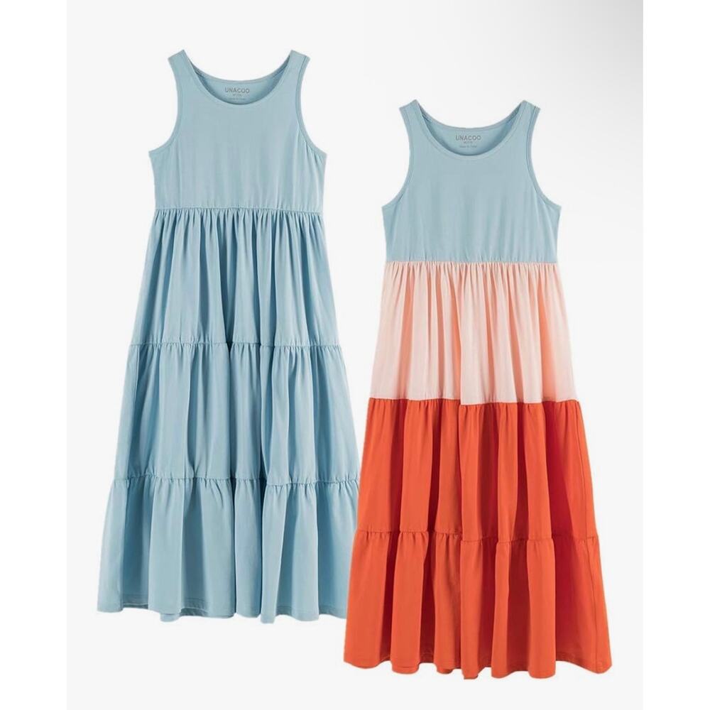 $40 Unacoo Girls XS 3-4 Cotton Maxi Dresses - pack of 2